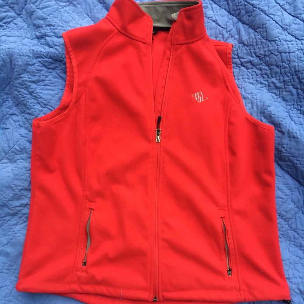 Lands End red women’s fleece vest